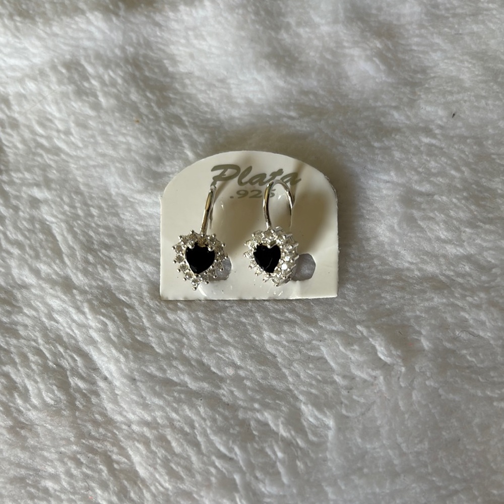 Black and Silver Heart Earrings
